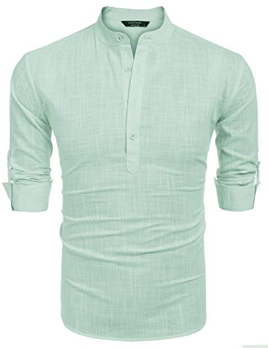 COOFANDY Herre Henley T-Shirt Langærmet Bomuld Hør ZSJ007181