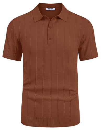 COOFANDY Herre Poloshirt Strik Ribbet Kortærmet Av007569