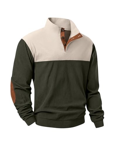 JMIERR Herre Sweatshirt Fløjl Quarter Button Pullover