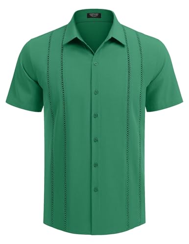 COOFANDY Herre Skjorte Cubansk Guayabera Kortærmet Ztj009248