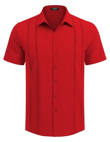 COOFANDY Herre Skjorte Cubansk Guayabera Kortærmet Ztj009248