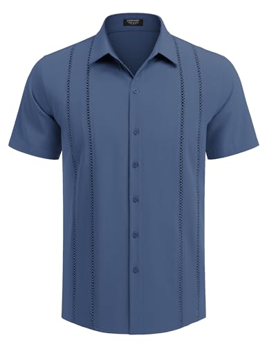 COOFANDY Herre Skjorte Cubansk Guayabera Kortærmet Ztj009248