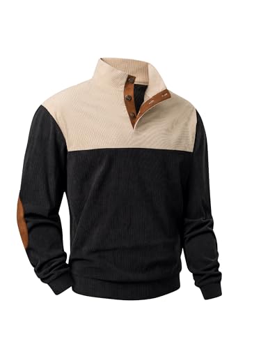 JMIERR Herre Sweatshirt Fløjl Quarter Button Pullover