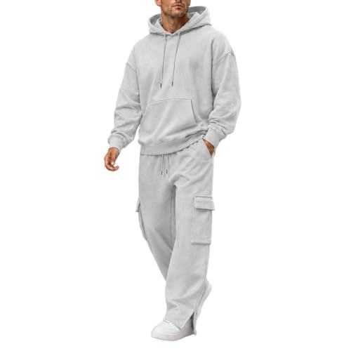 Herre Træningssæt Pullover Hættetrøje Cargo Sweatpants 2-Delt