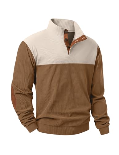 JMIERR Herre Sweatshirt Fløjl Quarter Button Pullover