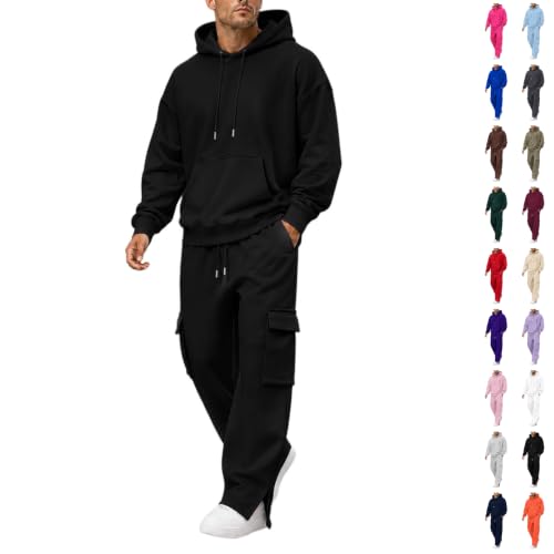 Herre Træningssæt Pullover Hættetrøje Cargo Sweatpants 2-Delt