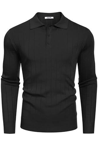 COOFANDY Herre Poloshirt Strik Langærmet Ztj009471