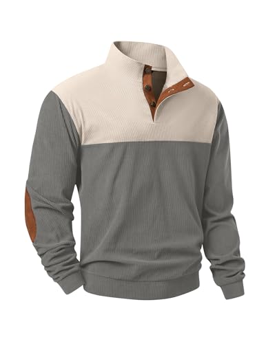 JMIERR Herre Sweatshirt Fløjl Quarter Button Pullover