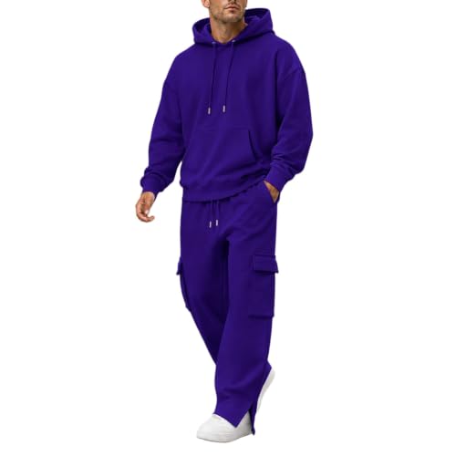 Herre Træningssæt Pullover Hættetrøje Cargo Sweatpants 2-Delt