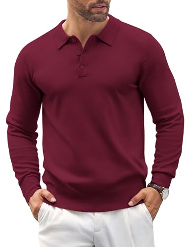 COOFANDY Herre Strikket Polo Langærmet Ztj009061