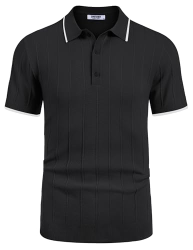 COOFANDY Herre Poloshirt Strik Ribbet Kortærmet Av007569