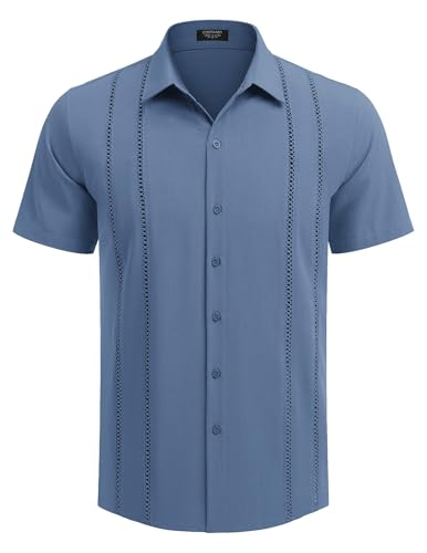 COOFANDY Herre Skjorte Cubansk Guayabera Kortærmet Ztj009248