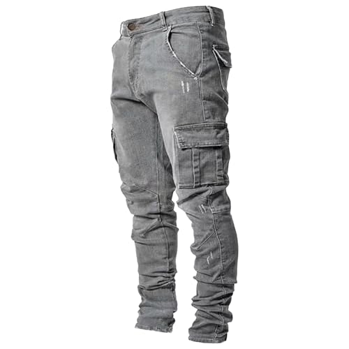 Maiyifu-GJ Herre Jeans Moto Biker Slim Fit Boyfriend