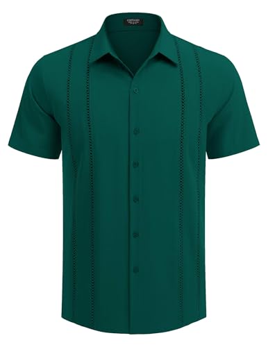 COOFANDY Herre Skjorte Cubansk Guayabera Kortærmet Ztj009248