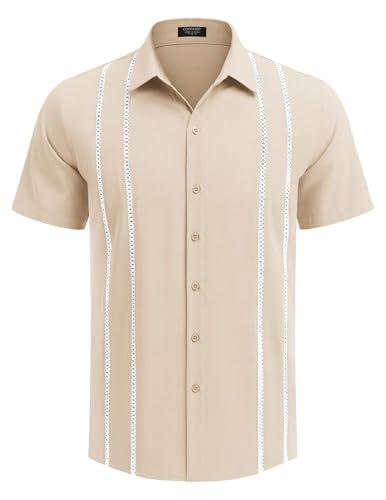 COOFANDY Herre Skjorte Cubansk Guayabera Kortærmet Ztj009248