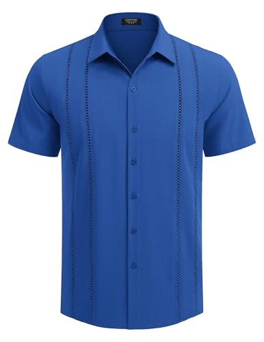 COOFANDY Herre Skjorte Cubansk Guayabera Kortærmet Ztj009248