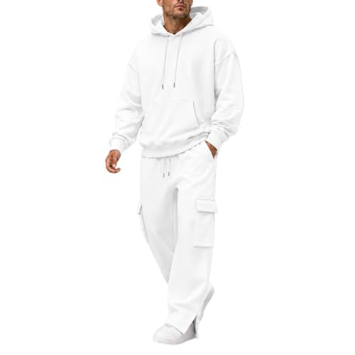 Herre Træningssæt Pullover Hættetrøje Cargo Sweatpants 2-Delt