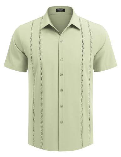 COOFANDY Herre Skjorte Cubansk Guayabera Kortærmet Ztj009248