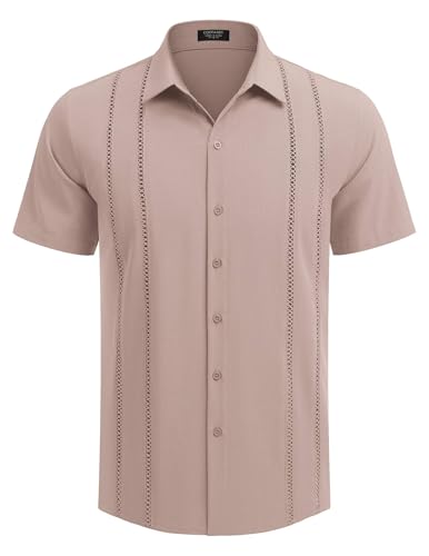 COOFANDY Herre Skjorte Cubansk Guayabera Kortærmet Ztj009248