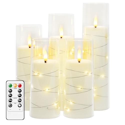 Flammefri LED Stearinlys med Timer og Lyskæde 5 Stk.