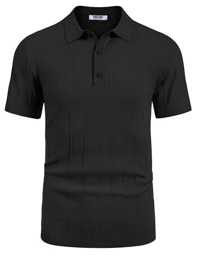 COOFANDY Herre Poloshirt Strik Ribbet Kortærmet Av007569