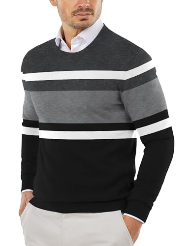 COOFANDY Herre Striktrøje Crew Neck Langærmet Slim Fit