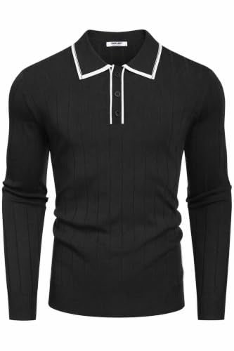 COOFANDY Herre Poloshirt Strik Langærmet Ztj009471