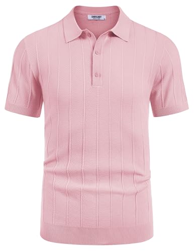 COOFANDY Herre Polo Kortærmet Ribstrikket Av007569