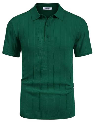 COOFANDY Herre Polo Kortærmet Ribstrikket Av007569