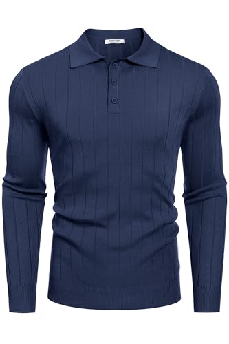 COOFANDY Herre Poloshirt Strik Langærmet Ztj009471
