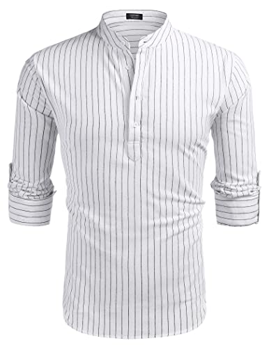 COOFANDY Herre Henley T-Shirt Langærmet Bomuld Hør ZSJ007181