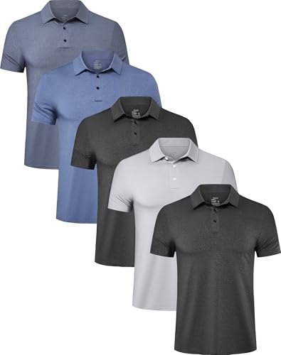 TELALEO Herre Poloshirt Kortærmet Golf Performance 5-Pak