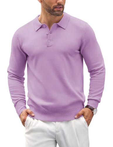 COOFANDY Herre Strikket Polo Langærmet Ztj009061