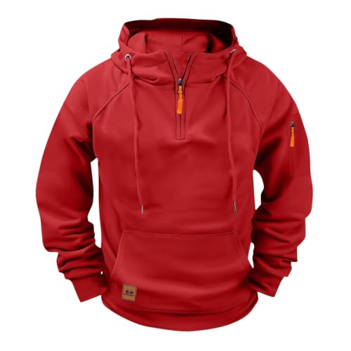 fnnxeal Herre Hættetrøje Quarter Zip Fleece Pullover