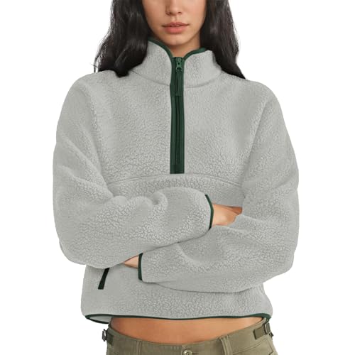 Dame Fleece Pullover Lynlås Varm Sherpa