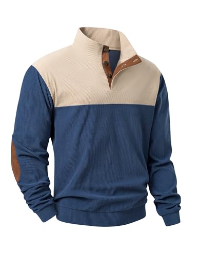 JMIERR Herre Sweatshirt Fløjl Quarter Button Pullover