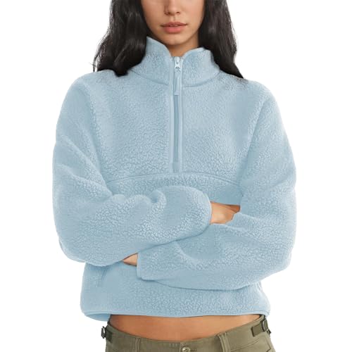 Dame Fleece Pullover Lynlås Varm Sherpa