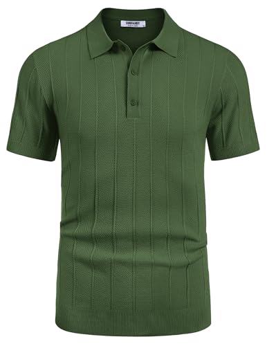 COOFANDY Herre Polo Kortærmet Ribstrikket Av007569