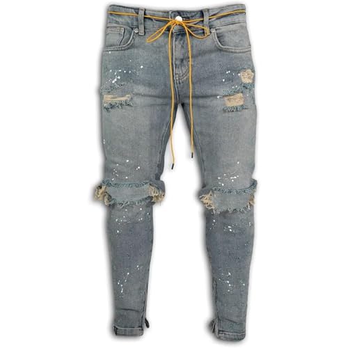Maiyifu-GJ Herre Jeans Moto Biker Slim Fit Boyfriend