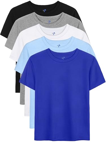 YERIOK Drenge T-Shirts Bomuld Kortærmet 5-Pak