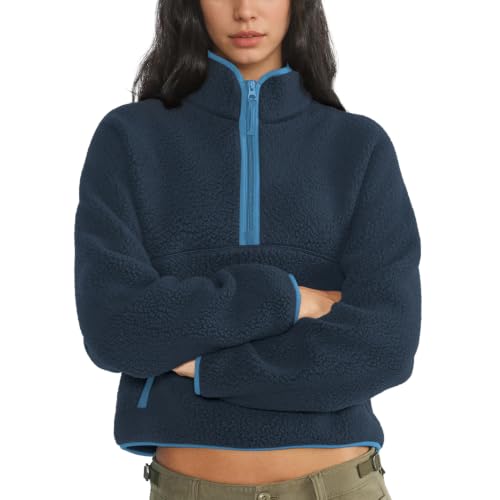 Dame Fleece Pullover Lynlås Varm Sherpa