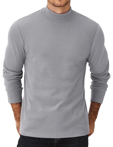 COOFANDY Herre Striktrøje Mock Neck Ribstrikket Pullover