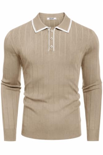 COOFANDY Herre Poloshirt Strik Langærmet Ztj009471