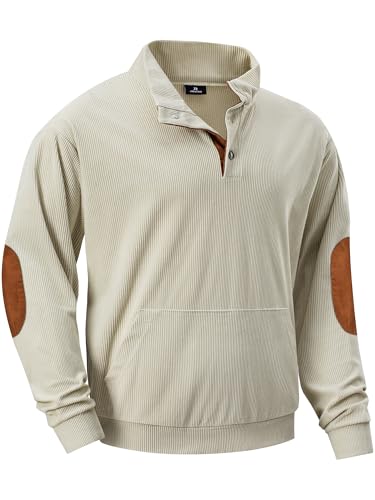 JMIERR Herre Sweatshirt Fløjl Quarter Button Pullover