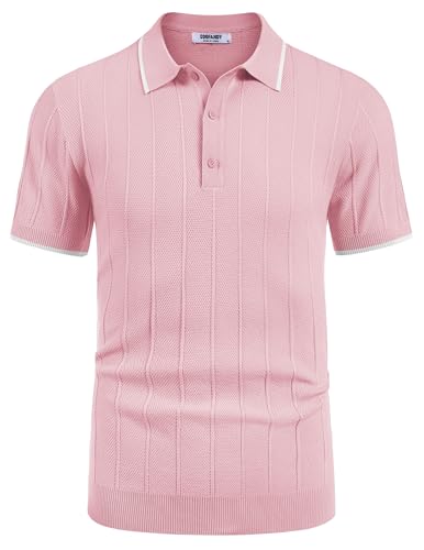 COOFANDY Herre Poloshirt Strik Ribbet Kortærmet Av007569