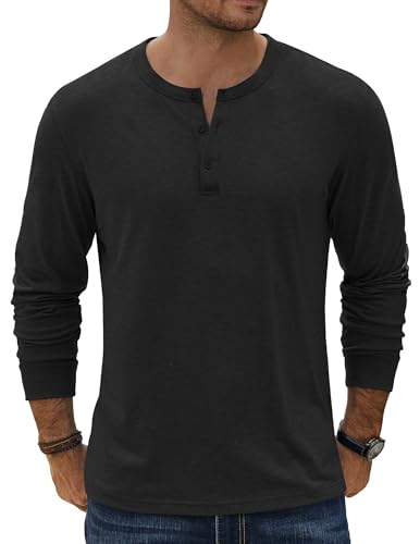 COOFANDY Herre T-shirt Henley Langærmet Ztj009590