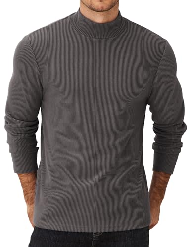 COOFANDY Herre Striktrøje Mock Neck Ribstrikket Pullover