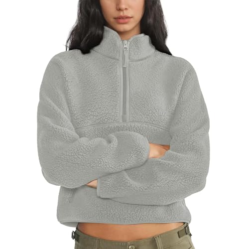 Dame Fleece Pullover Lynlås Varm Sherpa
