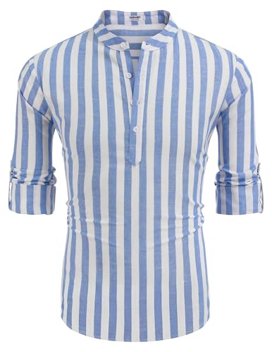 COOFANDY Herre Henley T-Shirt Langærmet Bomuld Hør ZSJ007181