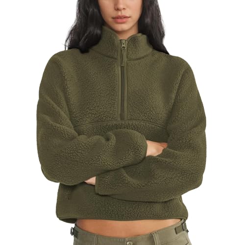 Dame Fleece Pullover Lynlås Varm Sherpa
